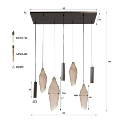 Hanglamp met organische glazen kappen - Santa Cocoon