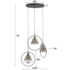 Hanglamp modern design grijs glas - Santa Taps Ring