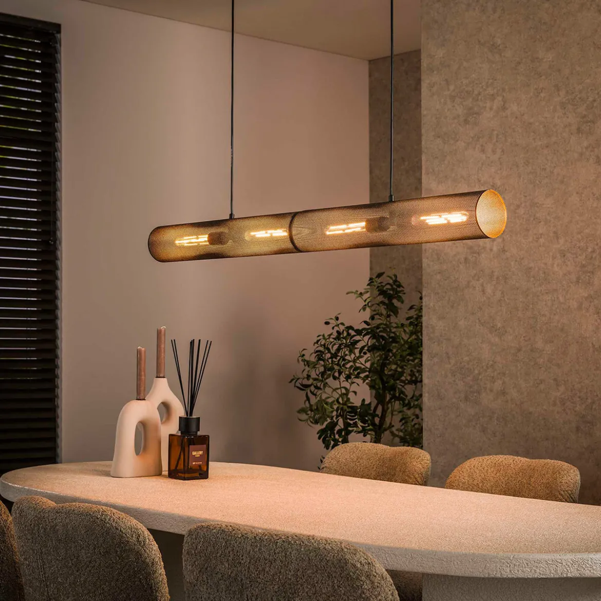 Hanglamp rond metaalgaas zwart - Santa Tube Mesh