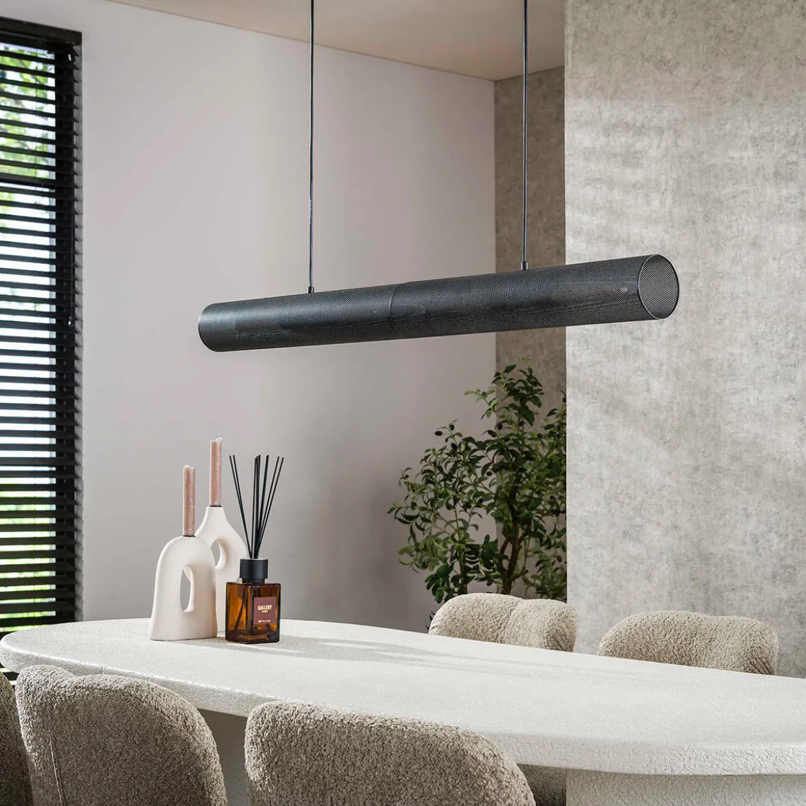 Hanglamp rond metaalgaas zwart - Santa Tube Mesh