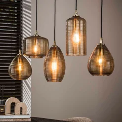 Hanglamp smoked bruin glas - Santa Stripe