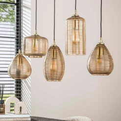 Hanglamp smoked bruin glas - Santa Stripe