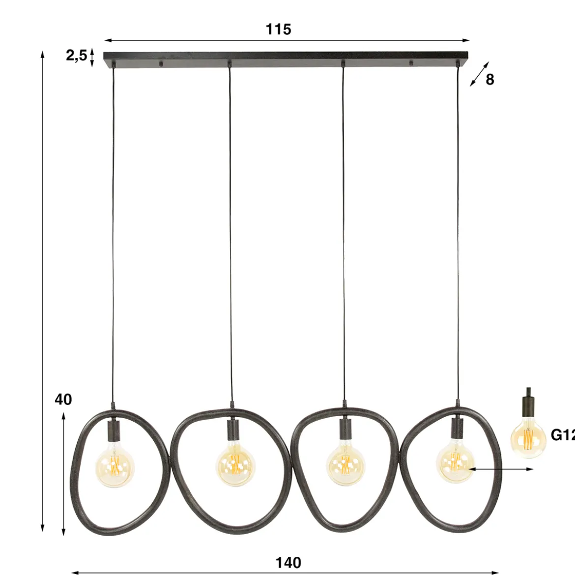 Hanglamp zwart - Santa Pebble