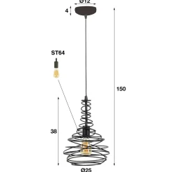 Hanglamp zwart staaldraad - Santa Spinn