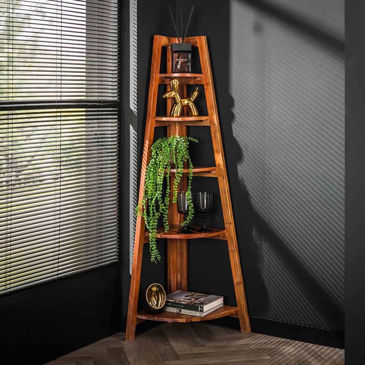 Hoek plankenkast massief acacia hout - Giani Angle