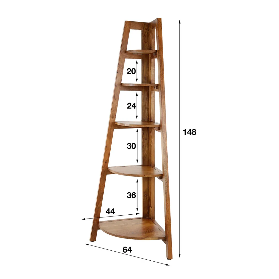 Hoek plankenkast massief acacia hout - Giani Angle