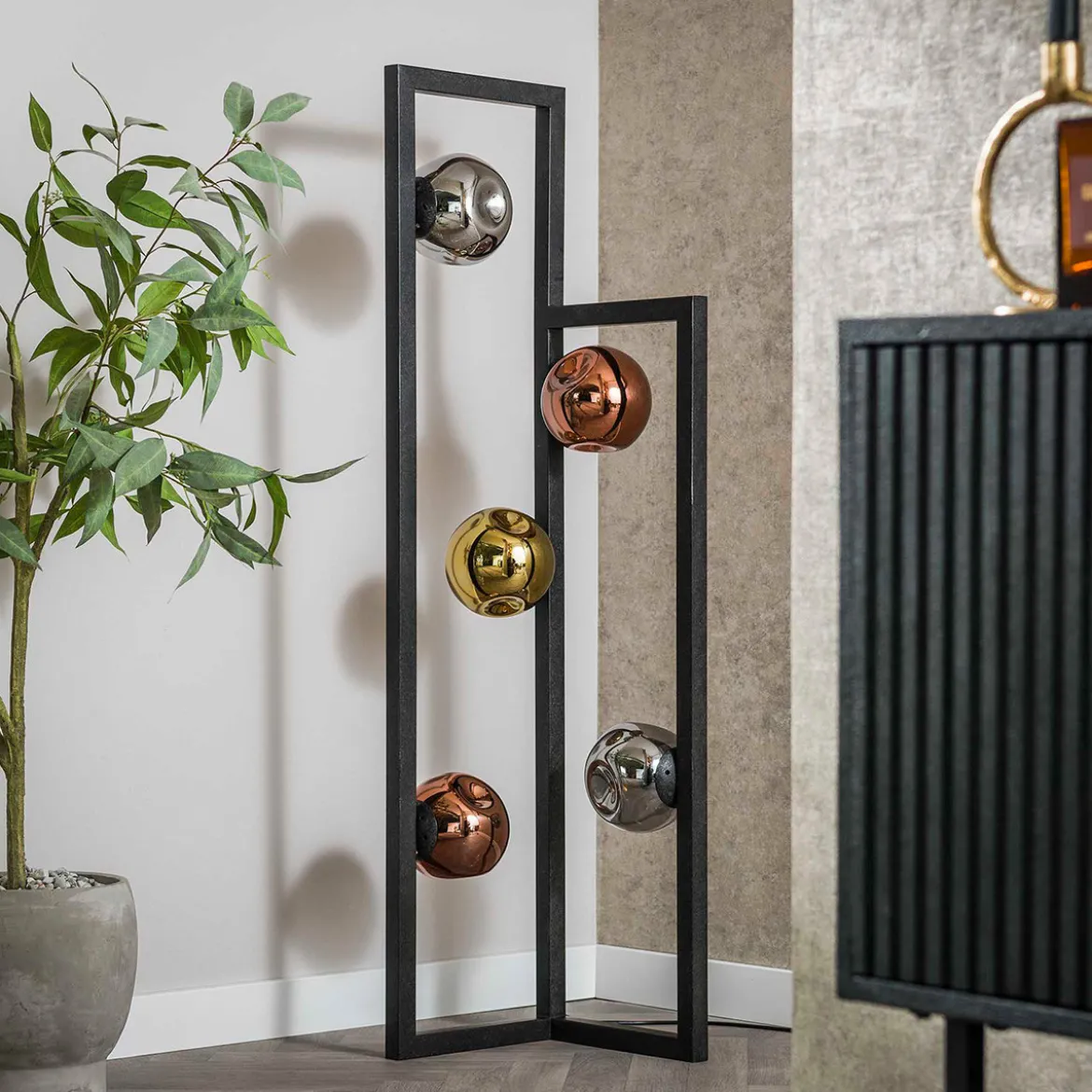 Hoek vloerlamp met glazen bollen - Santa Stellar