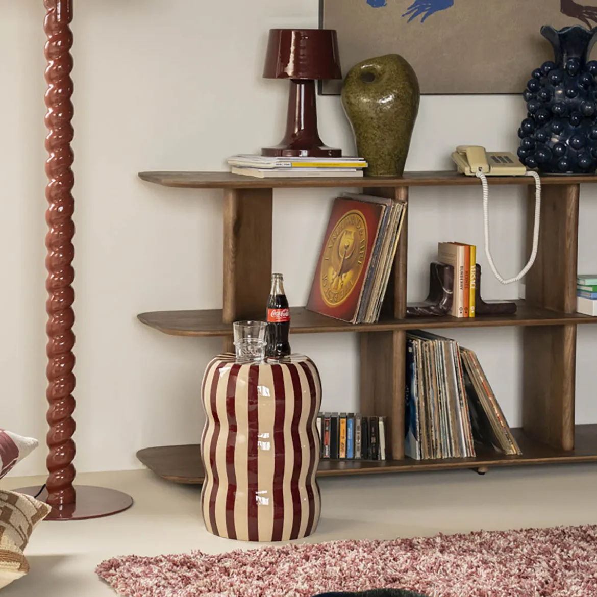 Hoogglans bijzettafel beige rood - By-Boo Candice