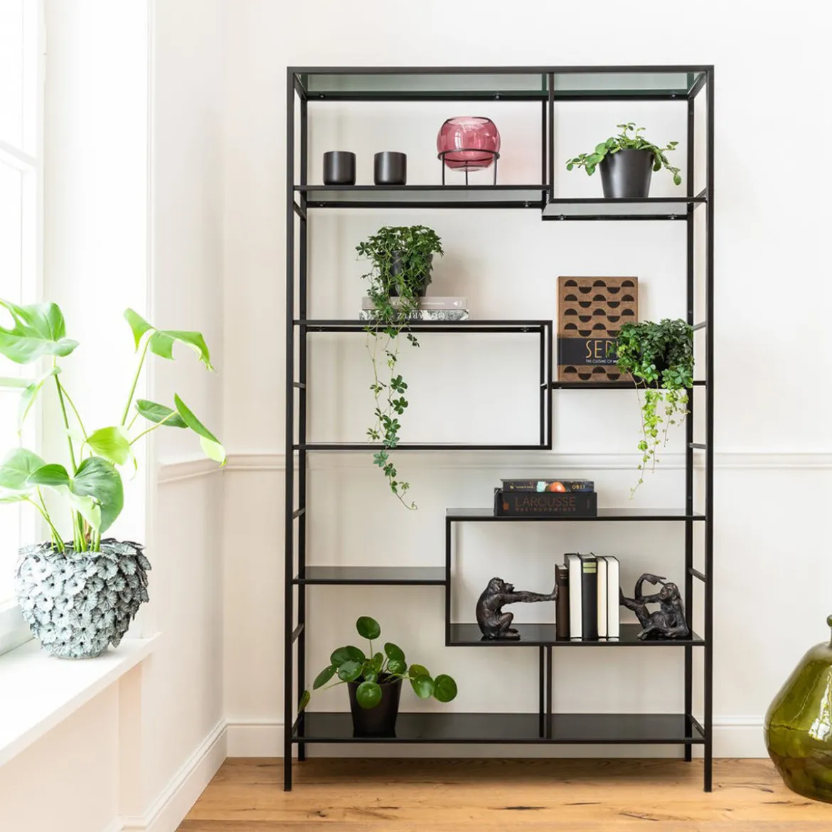 Hoog wandrek staal met glas - Kare Design Loft