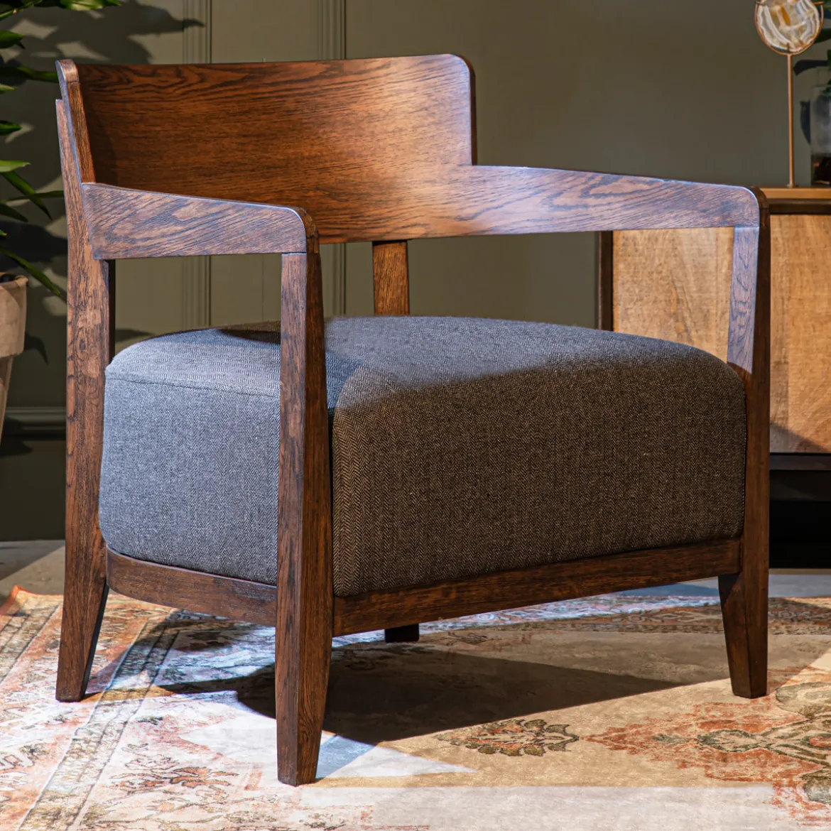 Houten fauteuil retro design - Dutchbone Duran