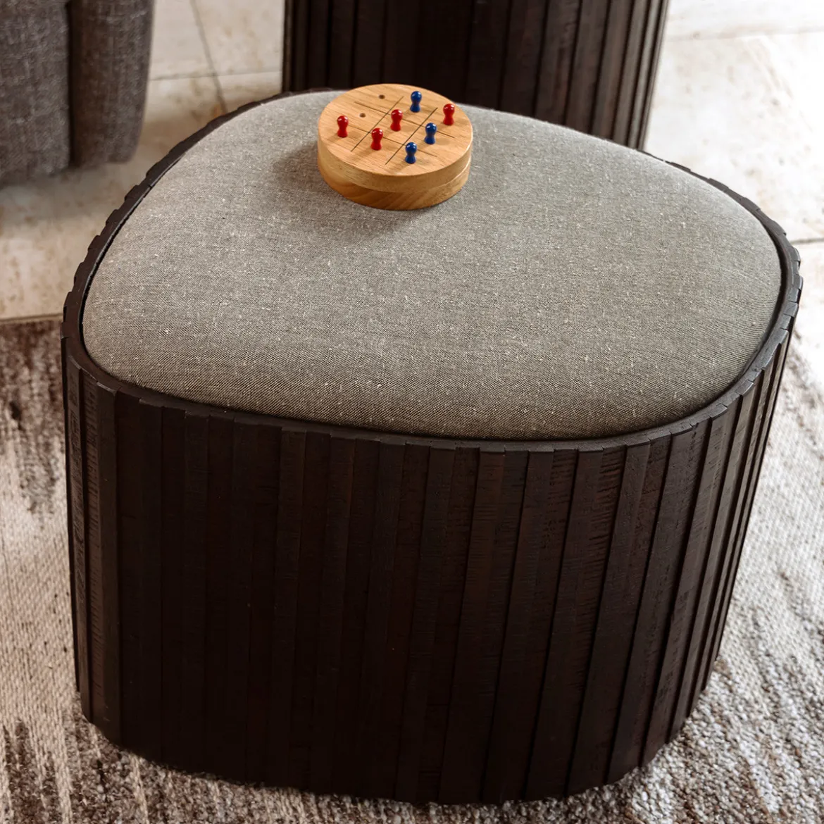 Houten hocker met opbergruimte - Dutchbone Bay Low