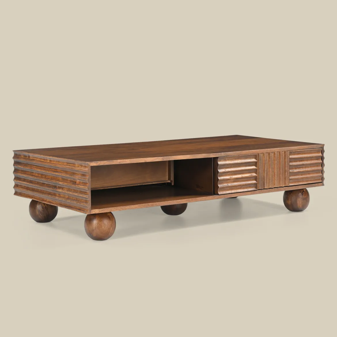 Houten salontafel met houtsnijwerk - Bodio Yemi