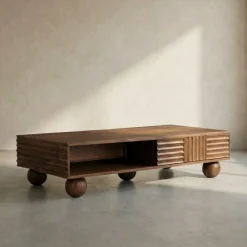 Houten salontafel met houtsnijwerk - Bodio Yemi