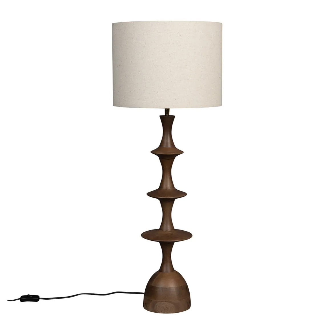 Houten tafellamp walnoot - Dutchbone Cath Walnut