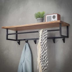 Industriele kapstok zwart met hout - Santa Poca Edge