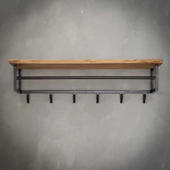 Industriele kapstok zwart met hout - Santa Poca Edge