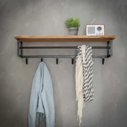 Industriele kapstok zwart met hout - Santa Poca Edge
