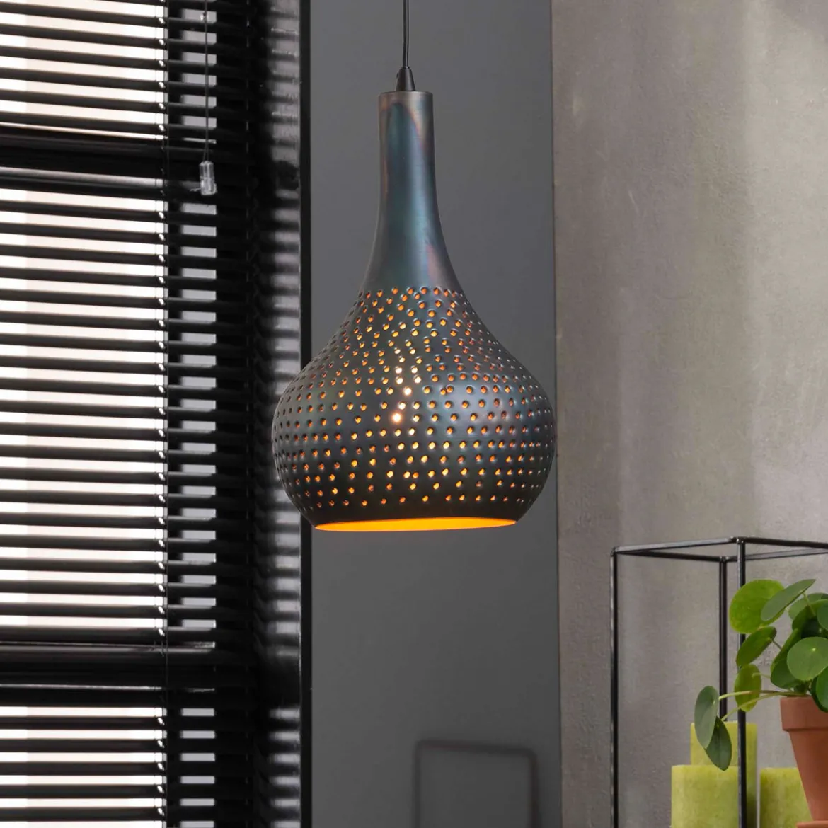 Industriele zwartbruine hanglamp - Santa Punch