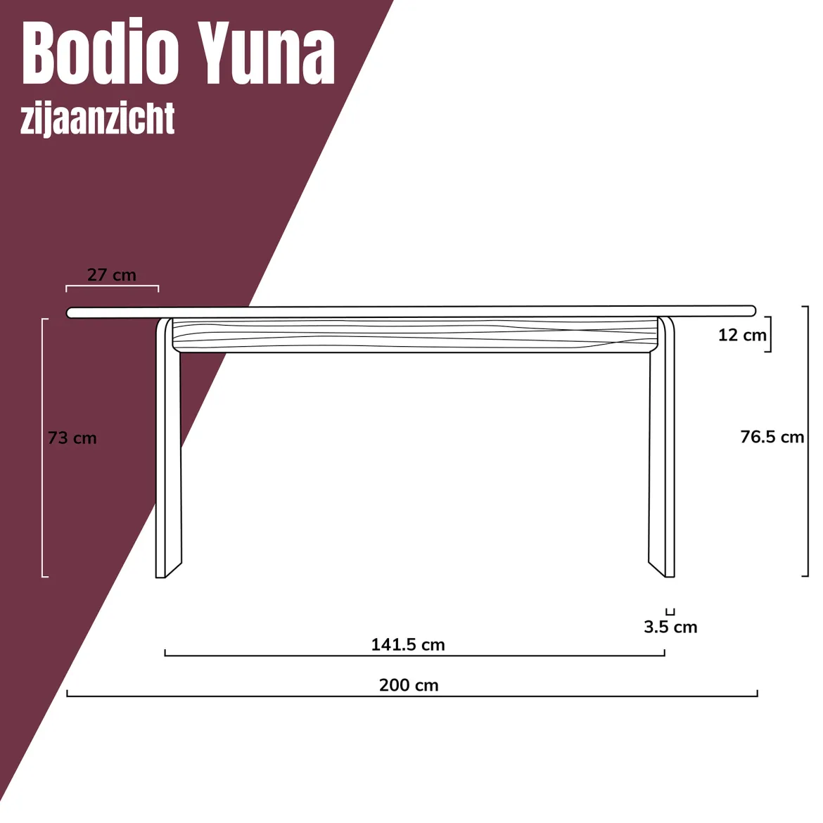 Japandi eettafel ronde hoeken - Bodio Yuna