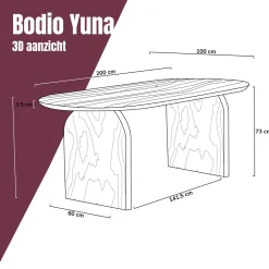 Japandi eettafel ronde hoeken - Bodio Yuna
