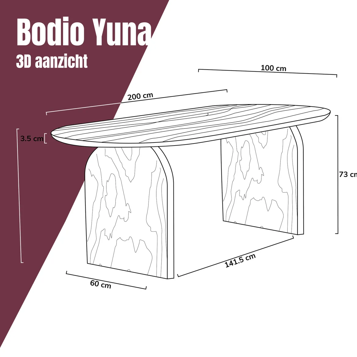 Japandi eettafel ronde hoeken - Bodio Yuna
