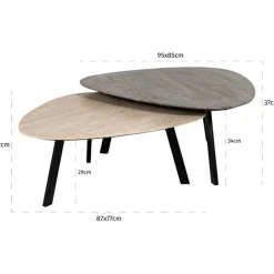 Kiezelvorm salontafel set marmer - Richmond Interiors Spencer
