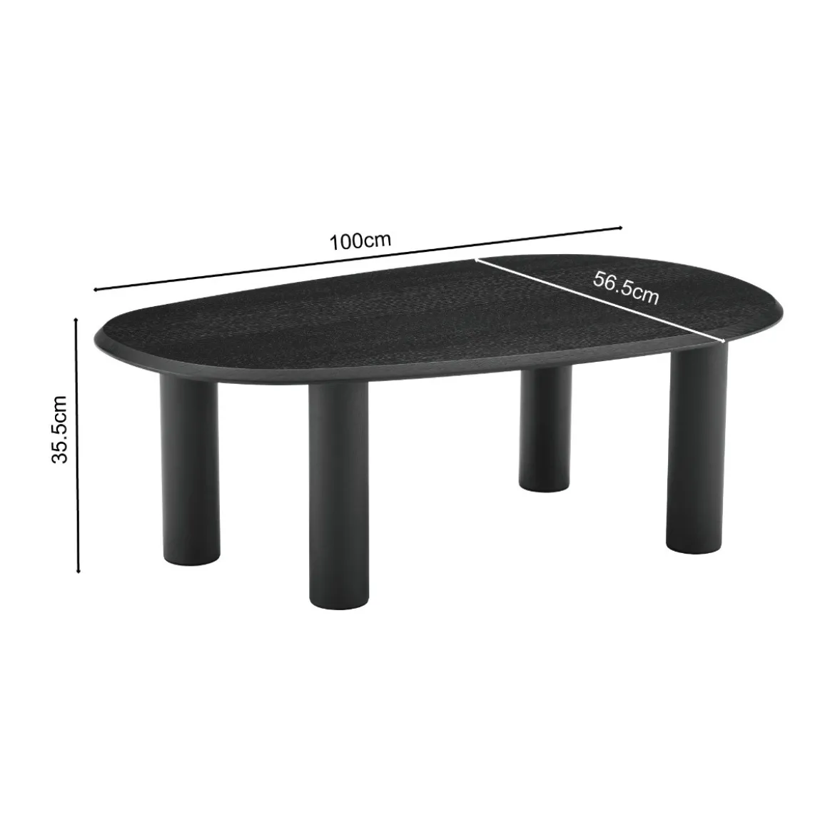 Kiezelvorm salontafel zwart eiken - Bodio Cobble
