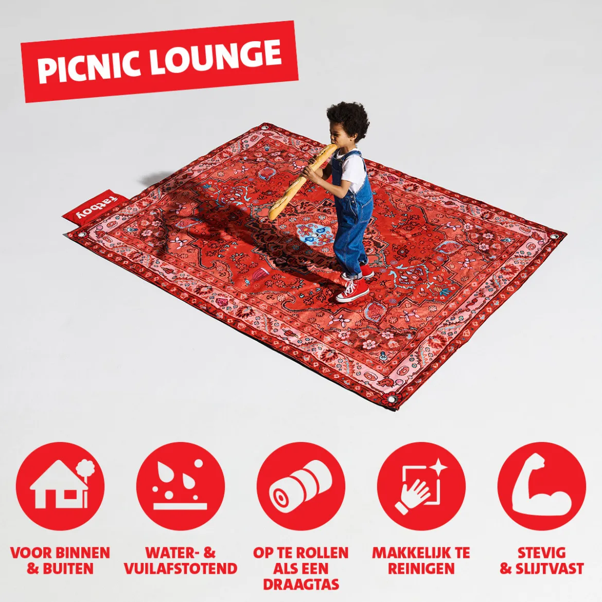 Klassiek buitenkleed rood - Fatboy Picnic Lounge