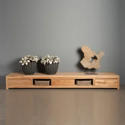 Laag tv-meubel teak - 3 lades - 300cm - Tower Living Corona