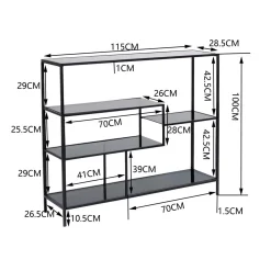 Laag wandrek staal met glas - Kare Design Loft