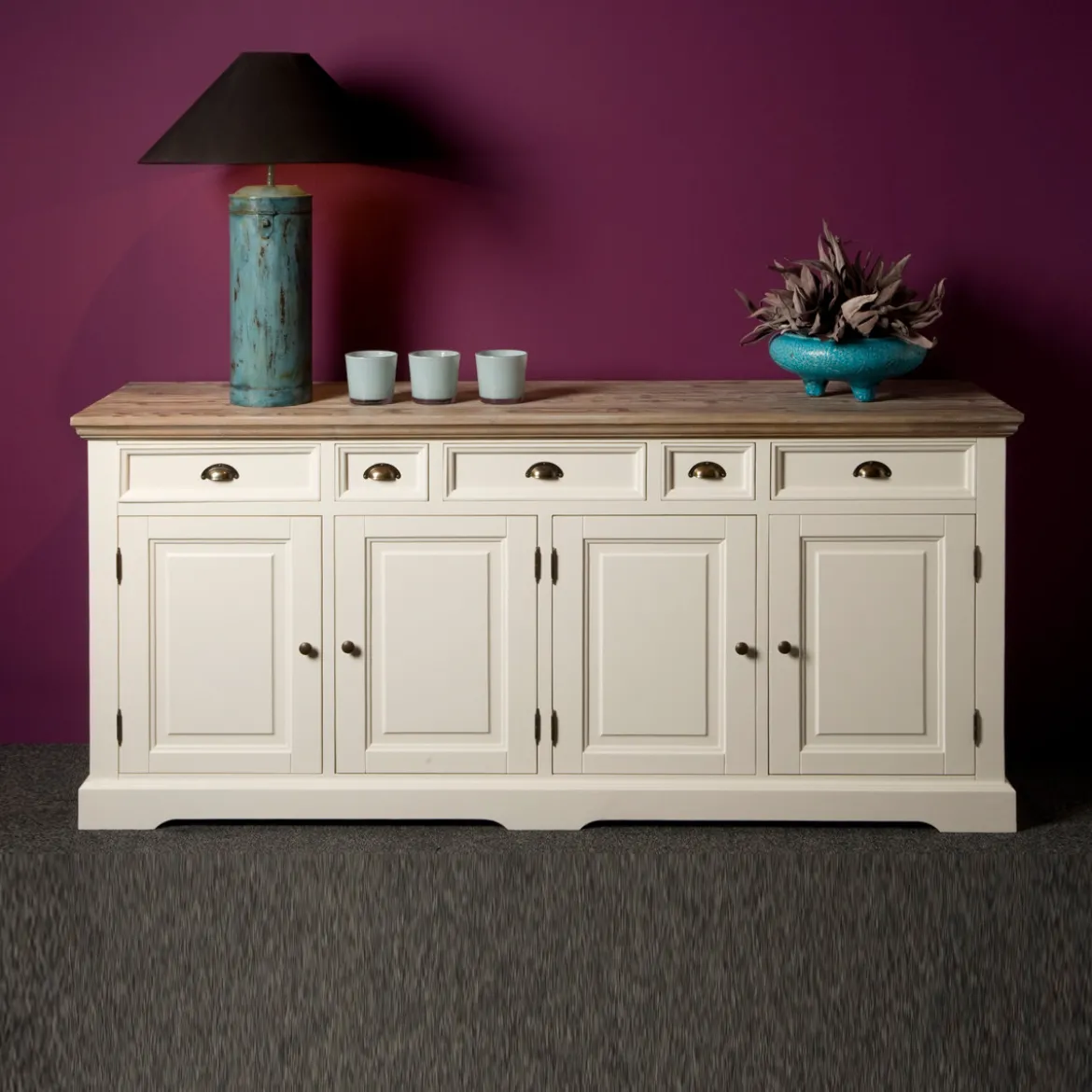 Landelijk dressoir wit 200 cm - Tower Living Fleur