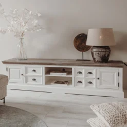 Landelijk tv-meubel wit 220 cm - Tower Living Fleur