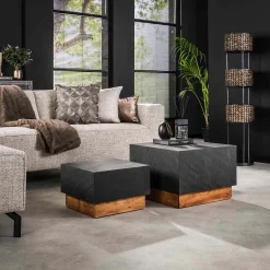 Leisteen salontafel set van 2 - Giani Blox Slate