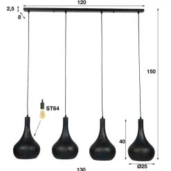 4-lichts metalen kegellampen - Santa Punch