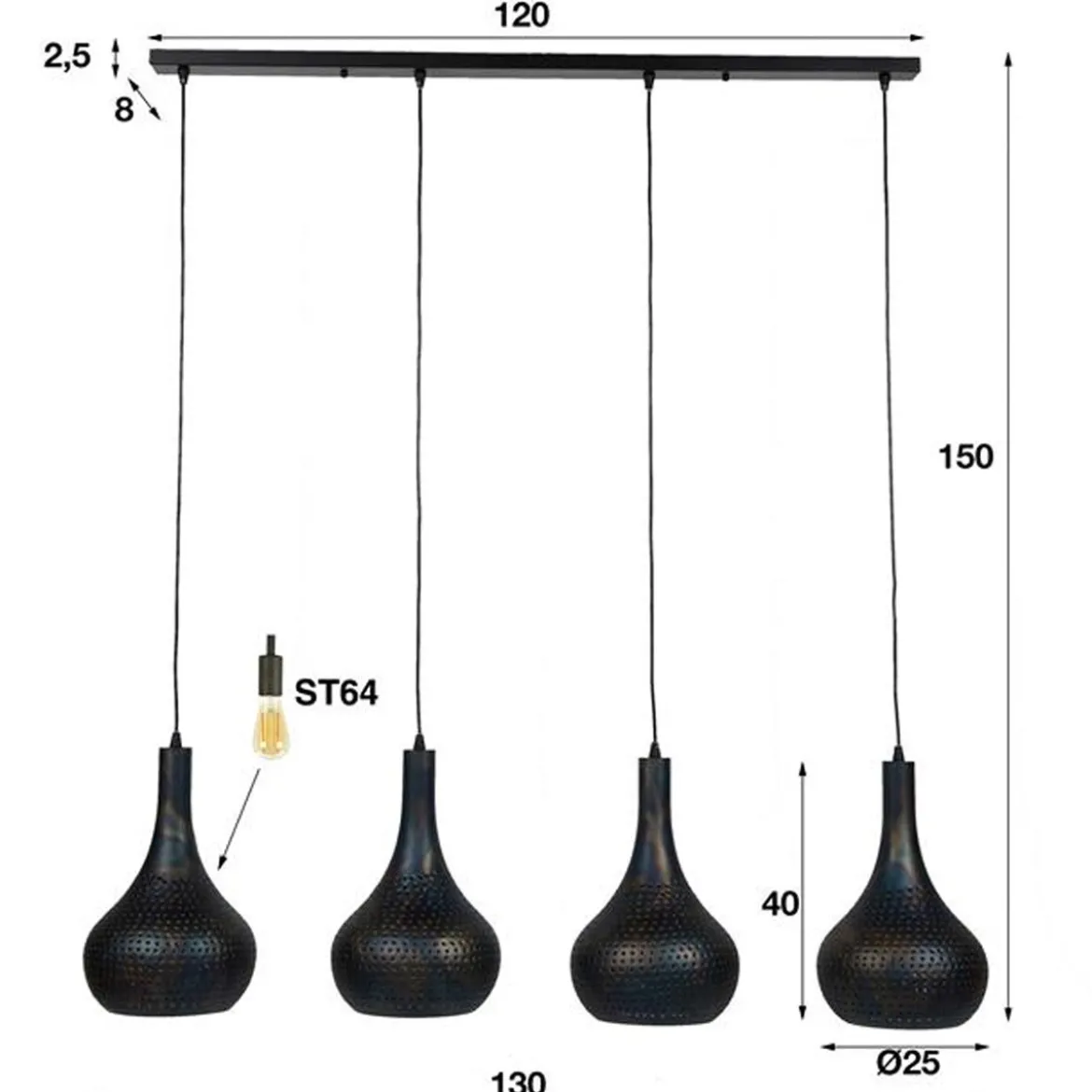 4-lichts metalen kegellampen - Santa Punch