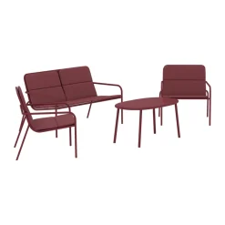 Loungeset dieprood met kussens - Lavis Fourni