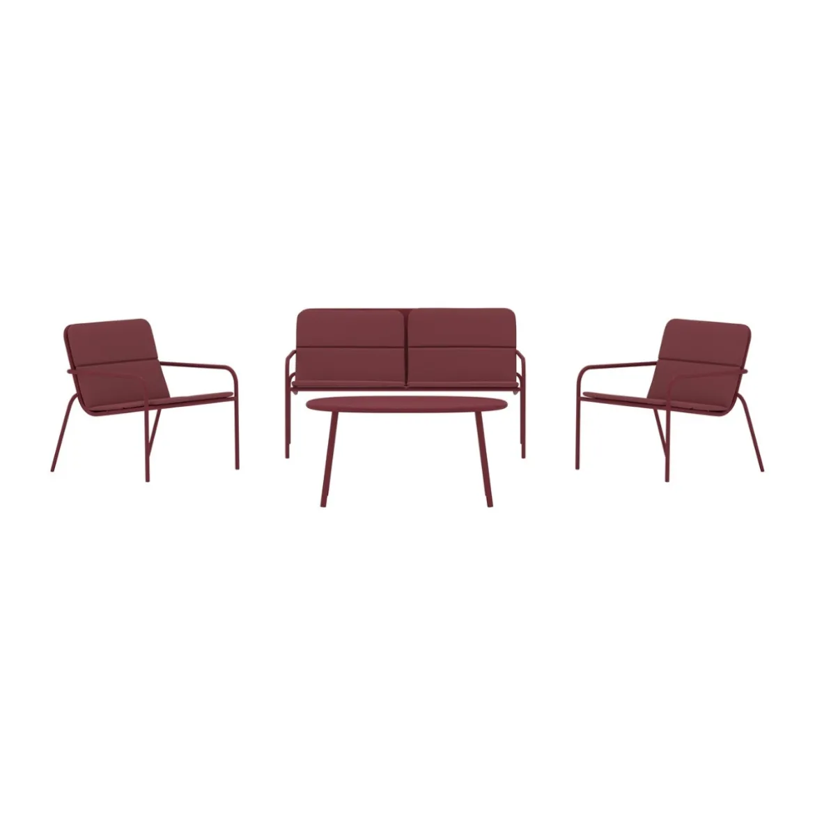 Loungeset dieprood met kussens - Lavis Fourni