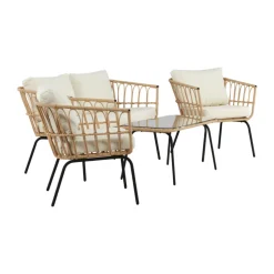 Loungeset met rattan en zwart frame - Lavis Ortigia