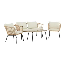 Loungeset met rattan en zwart frame - Lavis Ortigia