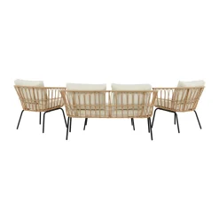 Loungeset met rattan en zwart frame - Lavis Ortigia