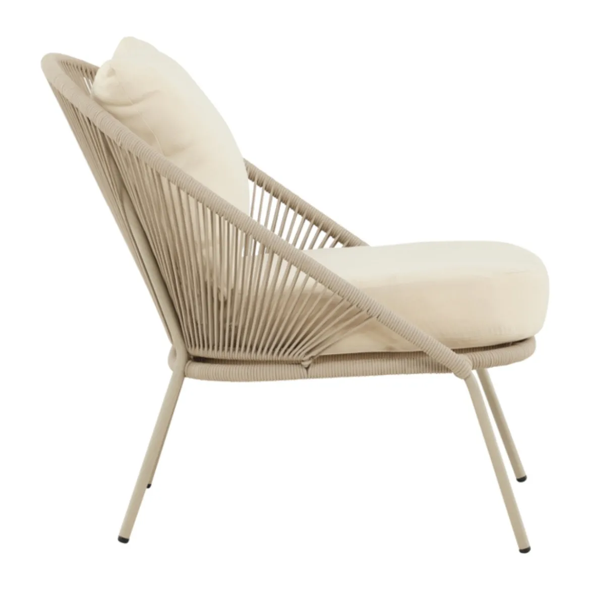Lounge stoel gevlochten touw beige - Lavis Lindos