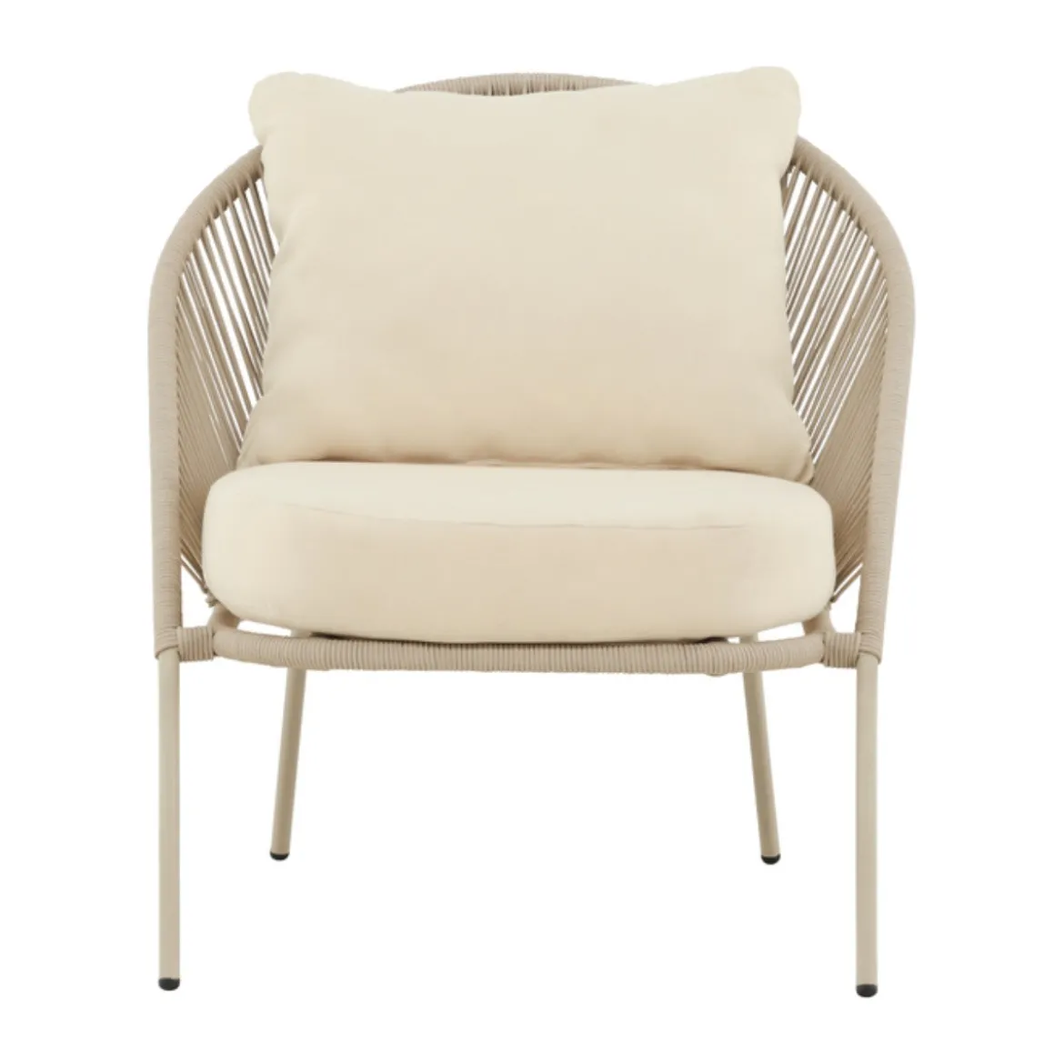 Lounge stoel gevlochten touw beige - Lavis Lindos