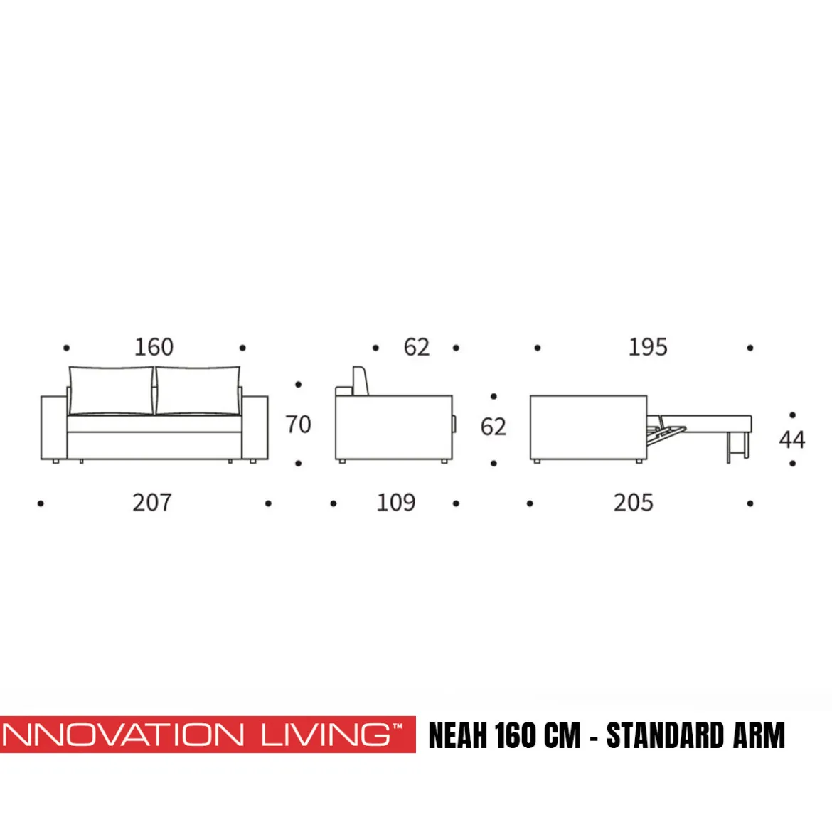 Luxe slaapbank 2-persoons - Innovation Living Neah 160 Standard Arm