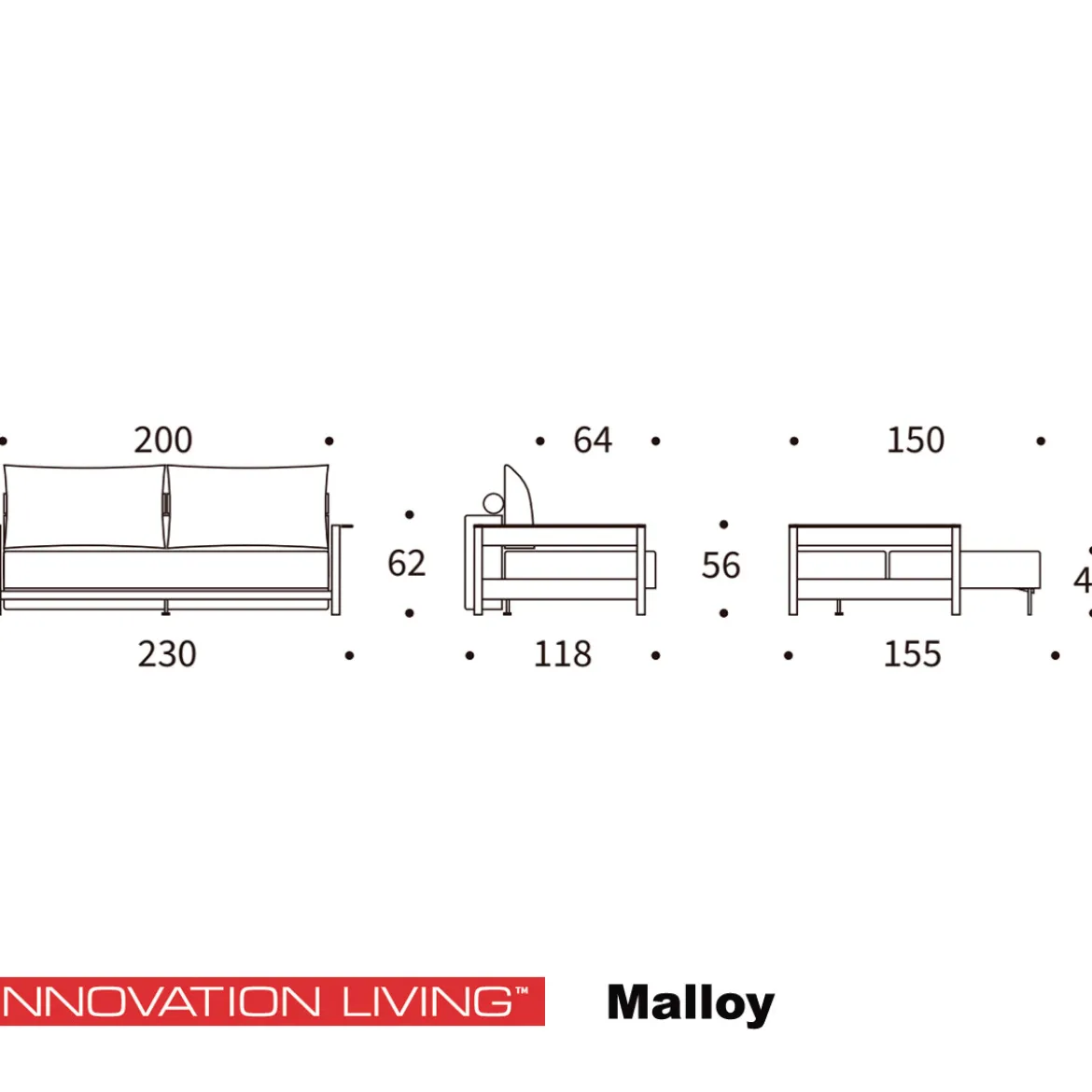 Luxe slaapbank Scandinavisch - Innovation Living Malloy Wood