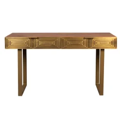 Mangohouten sidetable met goud - Dutchbone Volan