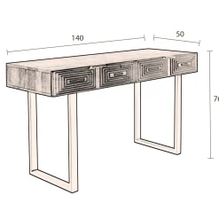 Mangohouten sidetable met goud - Dutchbone Volan