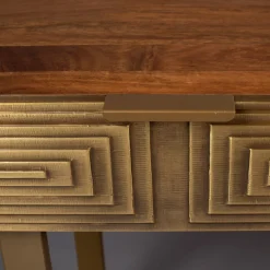 Mangohouten sidetable met goud - Dutchbone Volan
