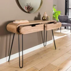 Mangohouten sidetable met ronde hoeken - Giani Barrel