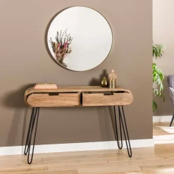 Mangohouten sidetable met ronde hoeken - Giani Barrel