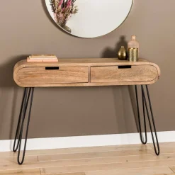 Mangohouten sidetable met ronde hoeken - Giani Barrel